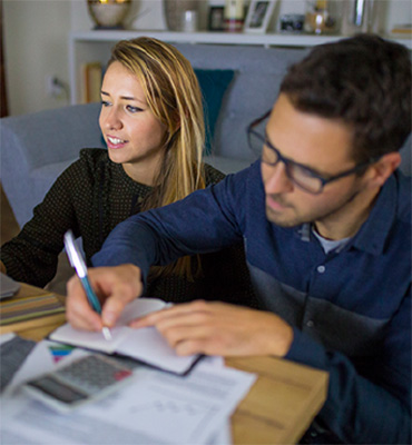 Couple working on finances 